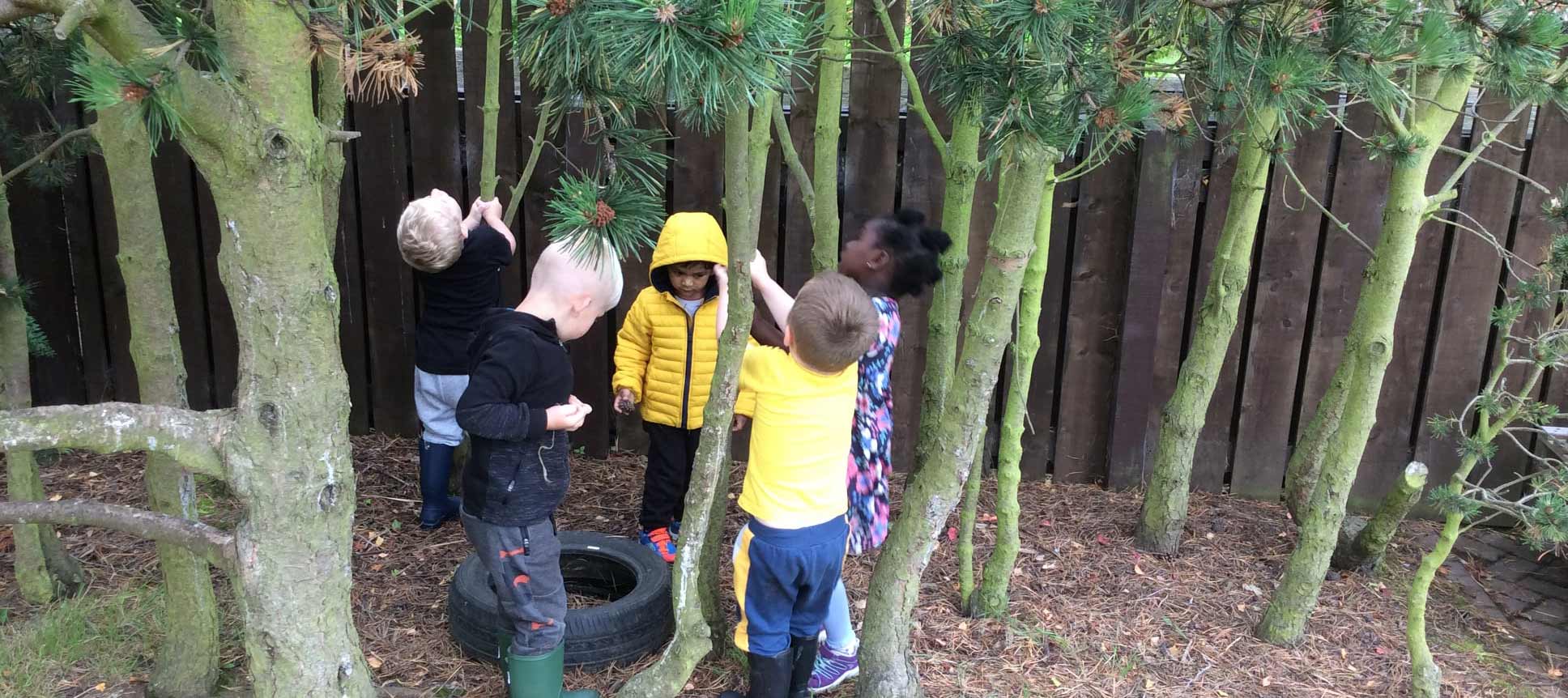 Kids playing in the trees